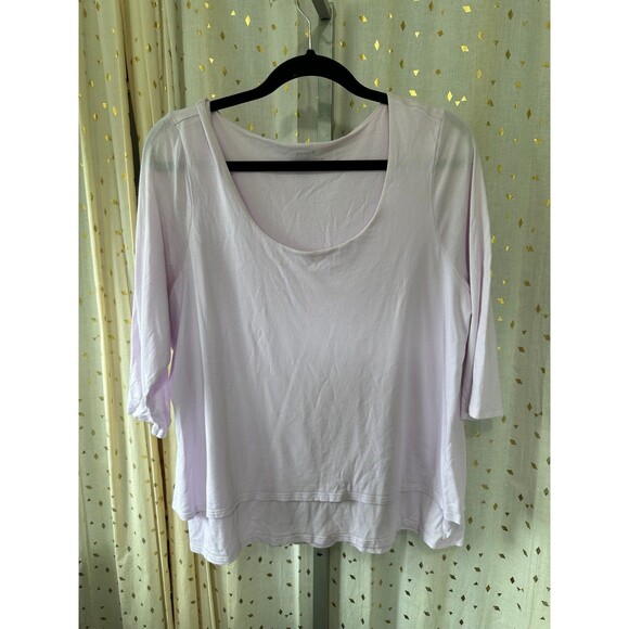J. Jill Pure Lavender Scoop Neck Elliptical Layered Pleat Back Top Petite XL - Picture 2 of 7